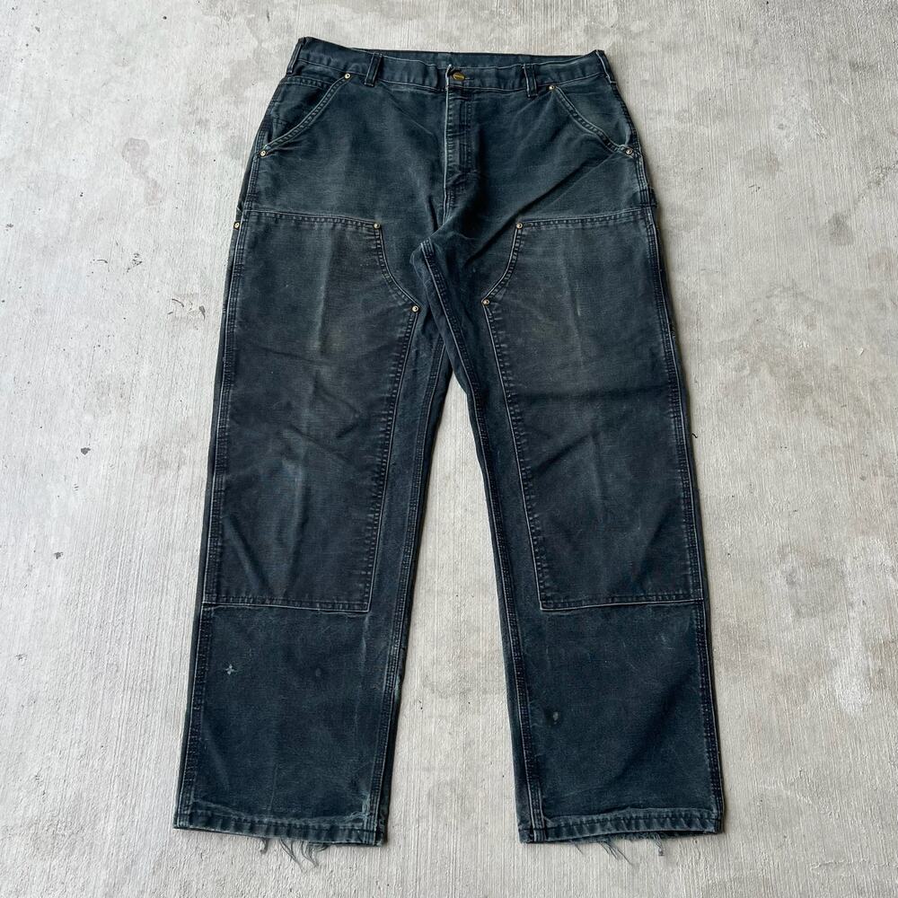 Carhartt faded black double knee work wear carpenter pants